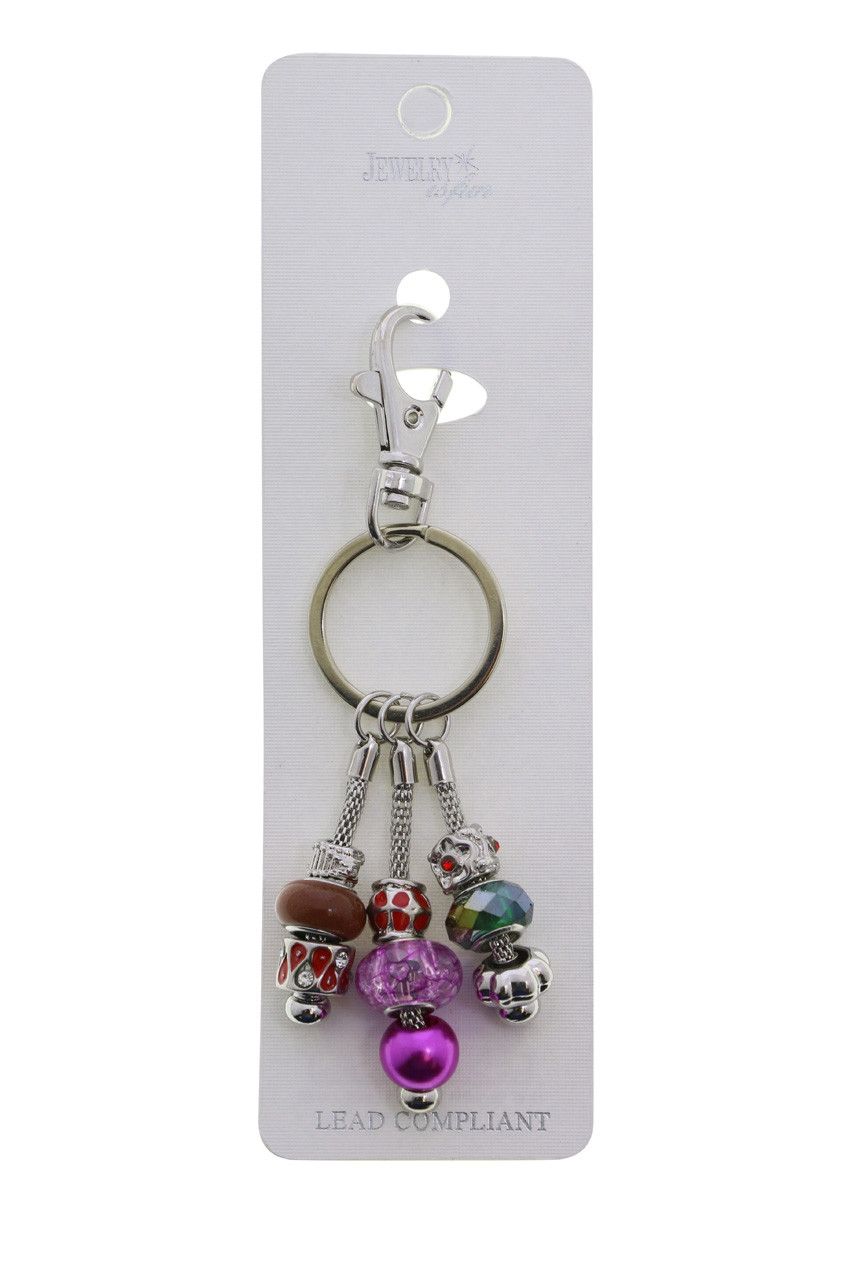 Dangle Chain Keychain 60 Bulk Chain Dangle SpliT-Ring Keychain SilveR-Tone With Assorted ...