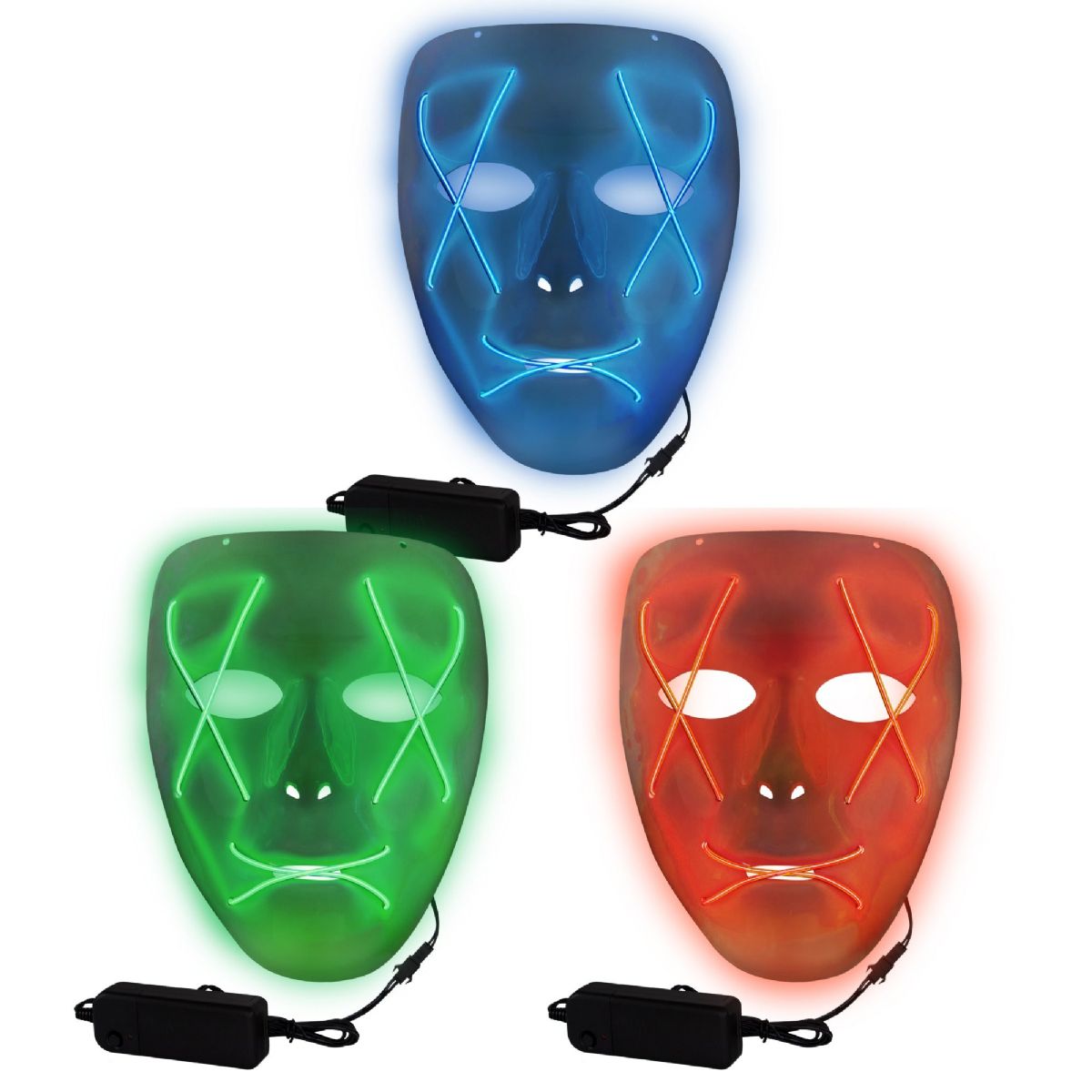 Relay Mask 18 Bulk Led Assorted El Wire Masks (3-Count) - at - bluestarempire.com