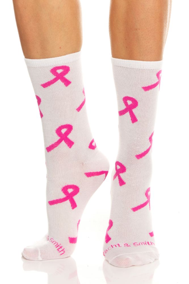 12 Bulk Pink Ribbon Breast Cancer Awareness Crew Socks For Women Size 9