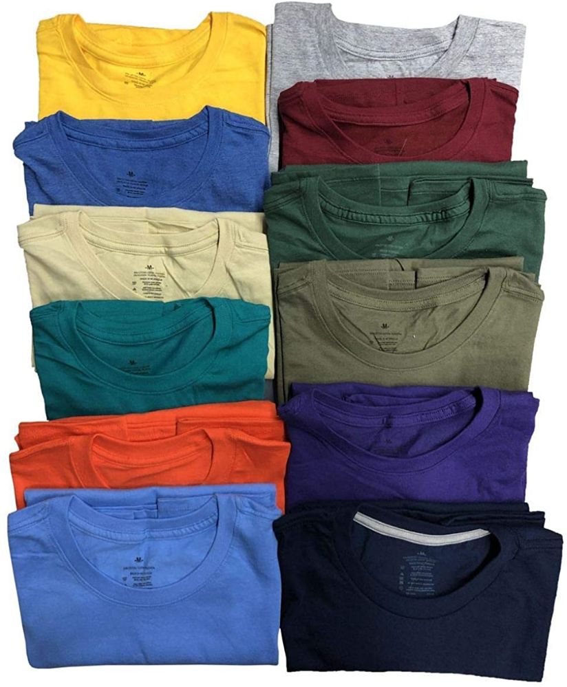 36 Bulk Mens Plus Size Cotton Crew Neck Short Sleeve T Shirts, Assorted ...