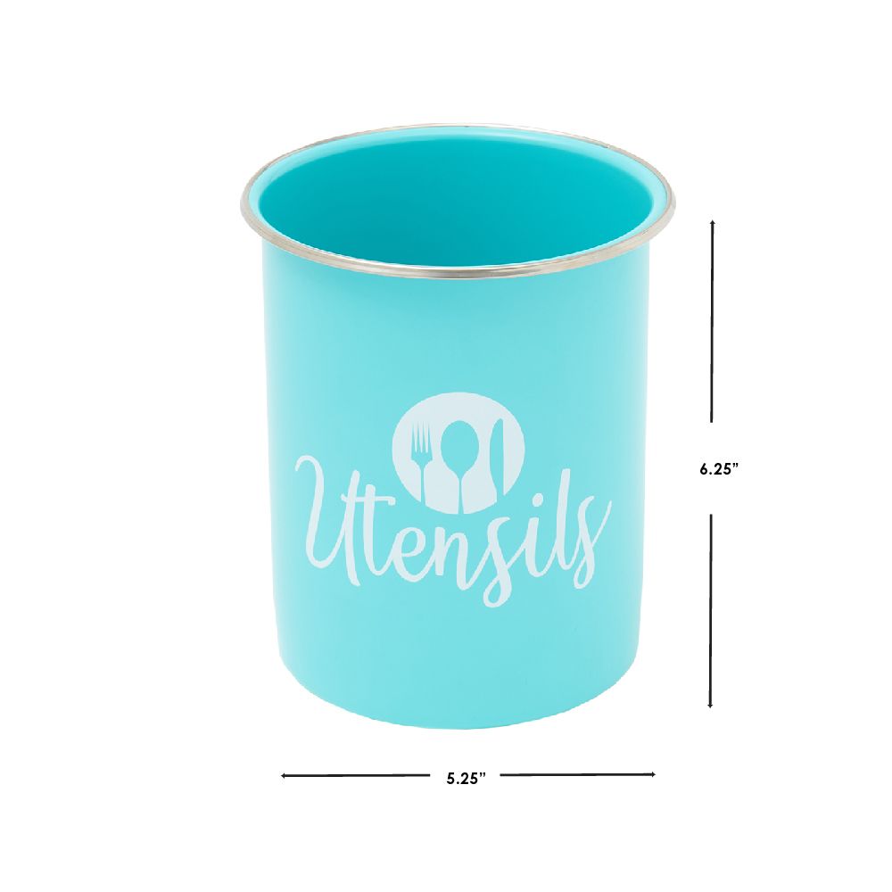 12 Bulk Home Basics Metal Utensil Holder, Turquoise at