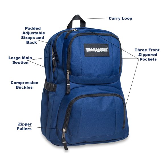 24 Bulk Trailmaker Backpack Double Compartment With Padding at