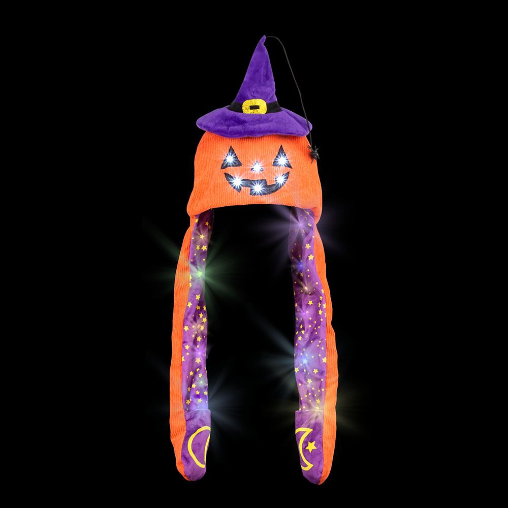 36 Bulk Halloween Jack O Lantern Witch Popping Ear LighT-Up Hat - at ...