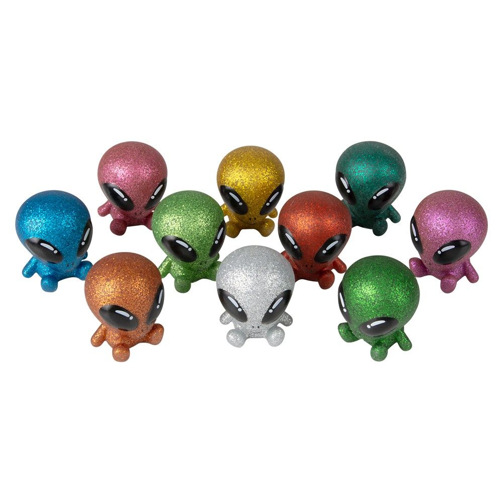 300 Bulk 2.5" Rubber Glitter Galactic Alien