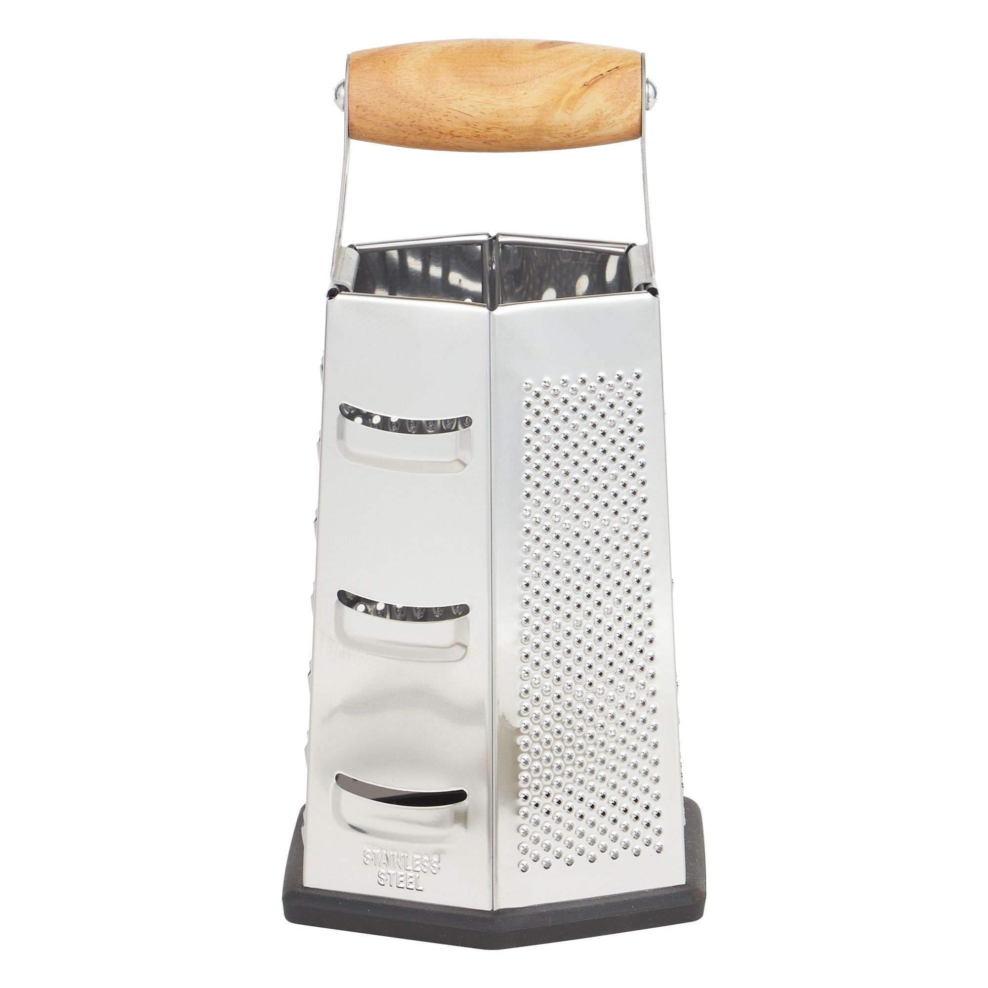 24 Bulk 6-Sided Cheese Grater With Wooden Handle, Silver