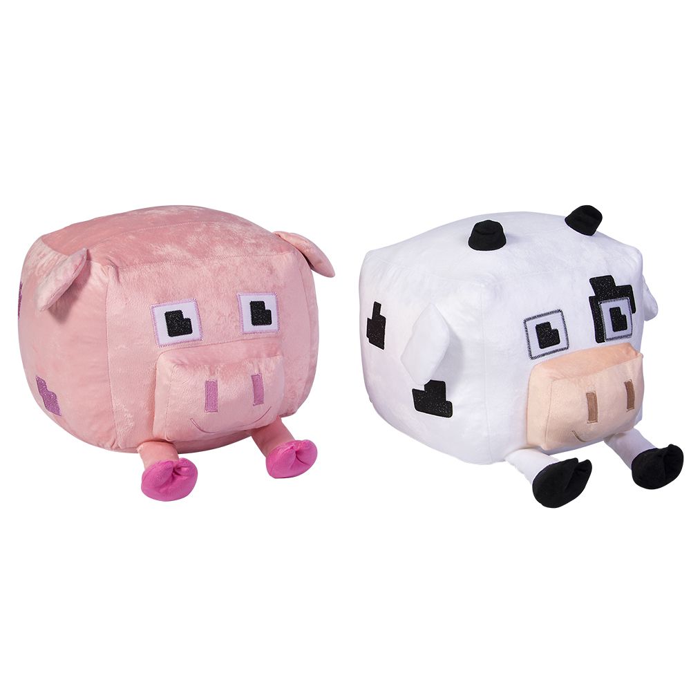 12 Bulk 16" X 11" Pixel Cow And Pig Plush