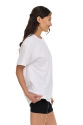36 Bulk Womens Oversized Cotton Crew Neck Short Sleeve T-Shirts White, Small