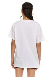 36 Bulk Womens Oversized Cotton Crew Neck Short Sleeve T-Shirts White, Small