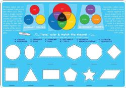 24 Bulk Smart Poly Learning Mat 12"x17", DoublE-Sided, Colors & Shapes