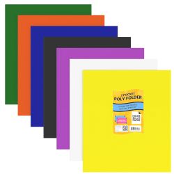 48 Bulk 2 Pocket poly folder no holes matt Shiny Assorted colors