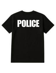 12 Bulk Unisex Cotton Police Printed T Shirt Black With White Print Size Small