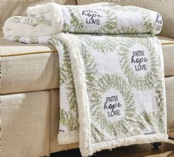 12 Bulk "faith, Hope & Love" Printed Sherpa Throw