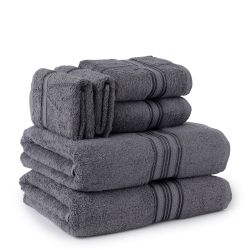 6 Bulk 6-Piece Grey Plush Towel Set