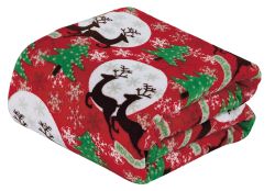 12 Bulk Festive Holiday Fleece Throw