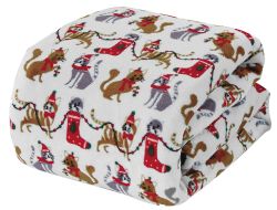 12 Bulk Festive Holiday Fleece Throw