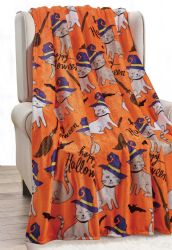 12 Bulk Feline Frights Halloween Throw