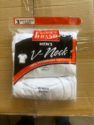 216 Bulk Mens Cotton V Neck Undershirt Assorted Sizes M To 2x White