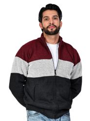 24 Bulk Mens Striped Bonded Sweater Assorted Sizes S-2xl