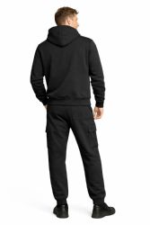 18 Bulk Cotton Fleece Cargo Jogger And Zipper Hoodie Set In Black Assorted Sizes M- 2xl