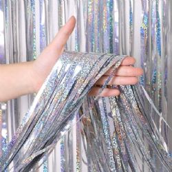 144 Bulk Metallic Foil Glitter Fringe Curtain 1MX2M Glittery Gold, Silver