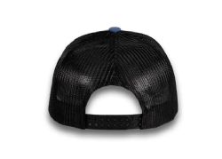 48 Bulk 6 Panel Snapback High Profile Trucker Hat Black and Blue