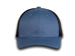 48 Bulk 6 Panel Snapback High Profile Trucker Hat Black and Blue