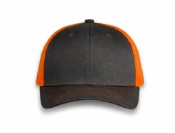 48 Bulk 6 Panel Snapback High Profile Trucker Hat Grey and Orange