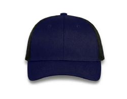 48 Bulk 6 Panel Snapback High Profile Trucker Hat Navy and Black