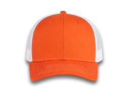 48 Bulk 6 Panel Snapback High Profile Trucker Hat Orange and White