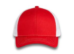 48 Bulk 6 Panel Snapback High Profile Trucker Hat Red and White