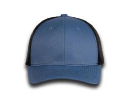 48 Bulk 6 Panel Snapback High Profile Trucker Hat Blue and Black