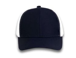48 Bulk 6 Panel Snapback High Profile Trucker Hat Navy and White