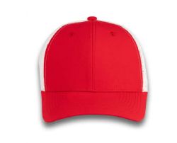48 Bulk 6 Panel Snapback High Profile Trucker Hat Red and White