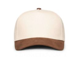 48 Bulk 6 Panel Snapback High Profile Hat Khaki and Brown