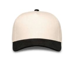 48 Bulk 6 Panel Snapback High Profile Hat Beige and Black