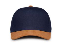 48 Bulk 6 Panel Snapback High Profile Hat Navy and Brown