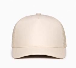 48 Bulk 5 Panel Snapback High Profile Trucker Hat Beige