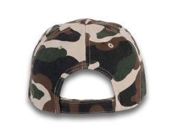 48 Bulk 6 Panel Velcro Mid Profile Cap Green Camo