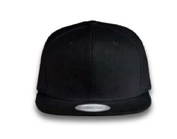 48 Bulk 6 Panel Snapback High Profile Acrylic Flat Brim Hat Black