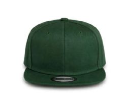 48 Bulk 6 Panel Snapback High Profile Flat Brim Hat Dark Green