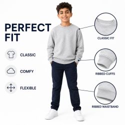 12 Bulk Youth Cotton Crew Neck Sweat Shirt Heather Gray Size Small