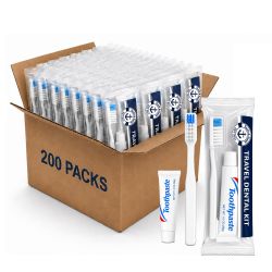 200 Bulk Yacht & Smith Dental Kit 1 White Plastic Toothbrush And 1oz Toothpaste In Film Package