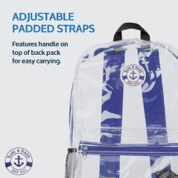 48 Bulk 17 Inch Backpacks For Kids, Clear With Assorted Color Trim, 48 Pack
