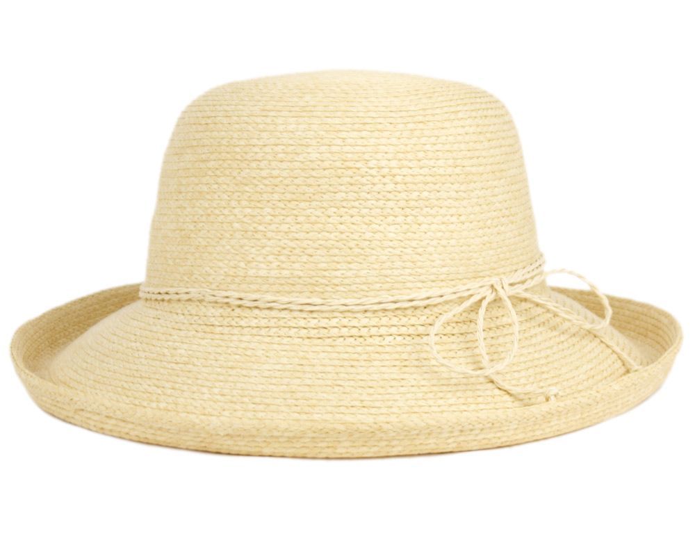 6 Bulk Braid Straw Sun Cloche Hats W/self String Band Assorted