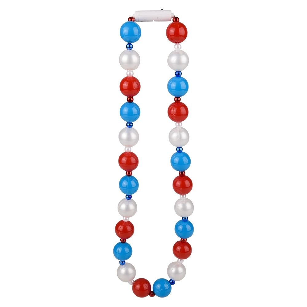 72 Bulk 39" LighT-Up Patriotic Ball Necklace