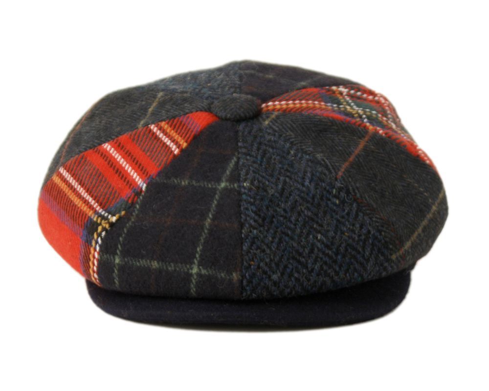 6 Bulk Patch Work Wool Blend Newsboy Cap Assorted