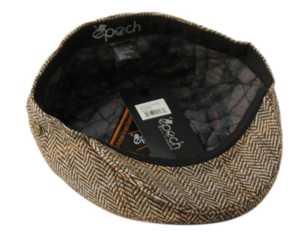 6 Bulk Herringbone Tweed Wool Ivy Caps With Cloth Fabric Lining Assorted