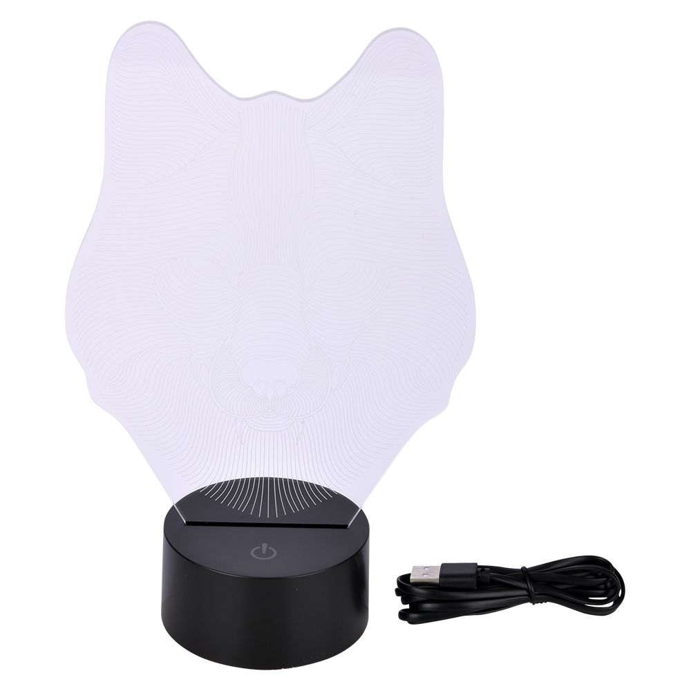 20 Bulk 3d Illusion Color Changing Light - Wolf 10" 20/23