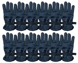 12 Bulk Yacht & Smith Men's Black Gripper Ski Gloves