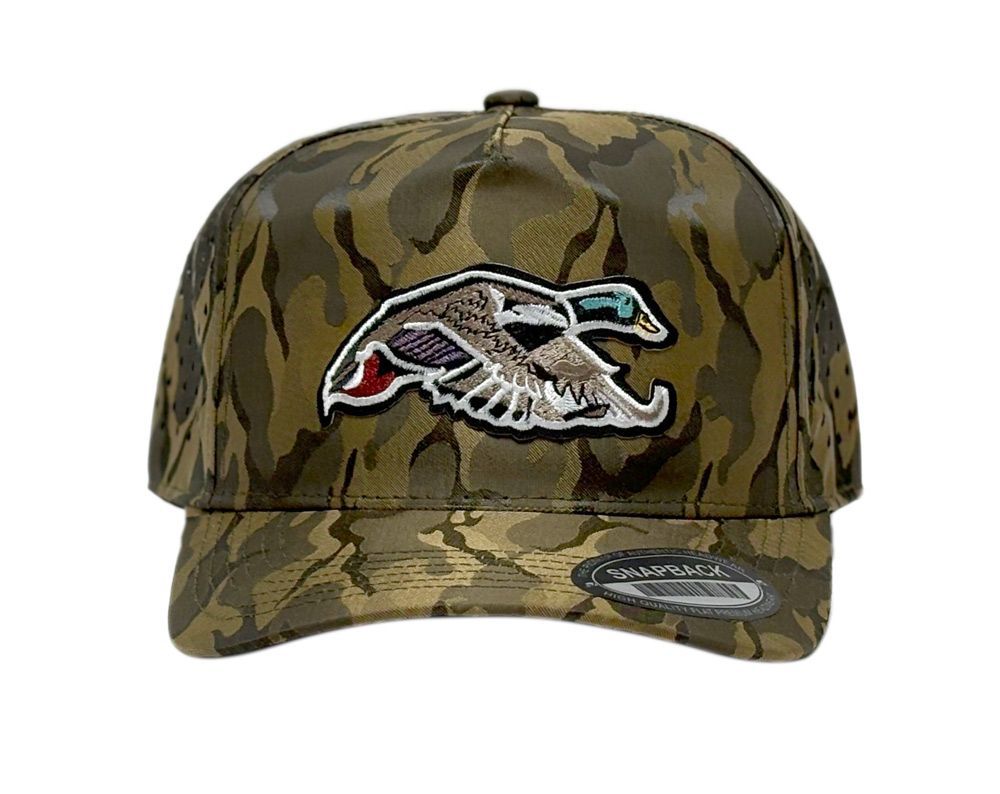 3 Bulk Camouflage Perforated Trucker Caps With Fly Bird Patch